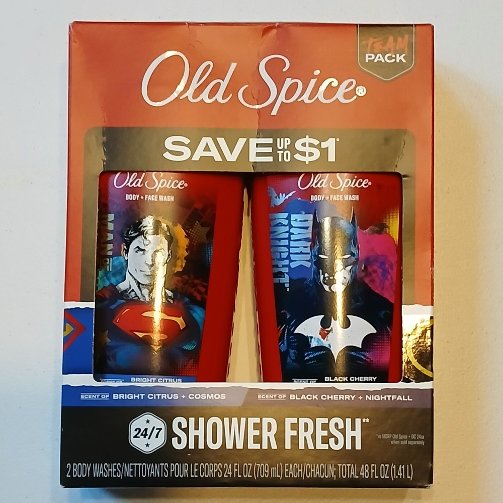 Old Spice DC Comics Team Pack Superman Batman Body Wash 2-Pack 48oz Total
